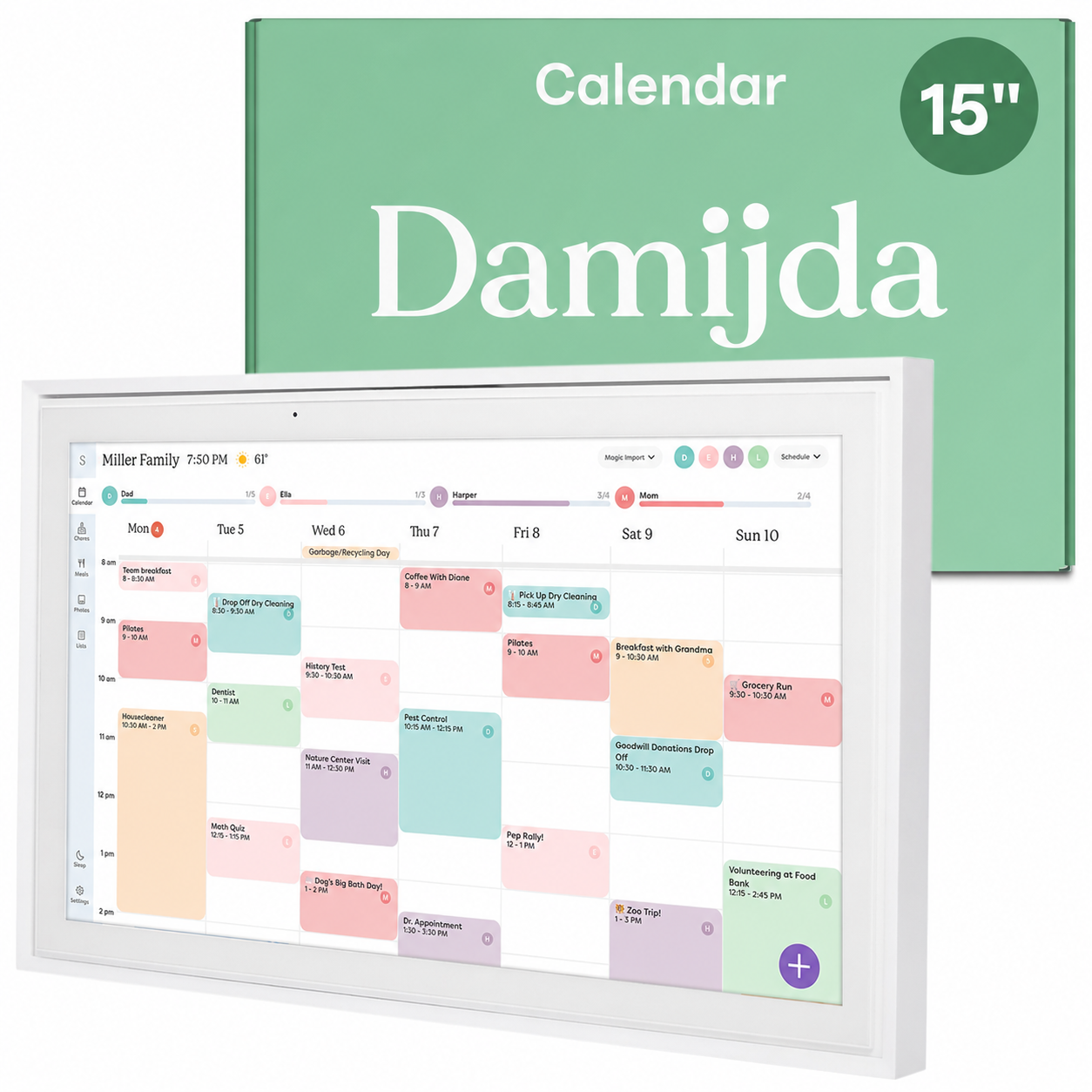 15-inch Wall Planner Digital Calendar & Chore Chart, Smart Touchscreen Interactive Display