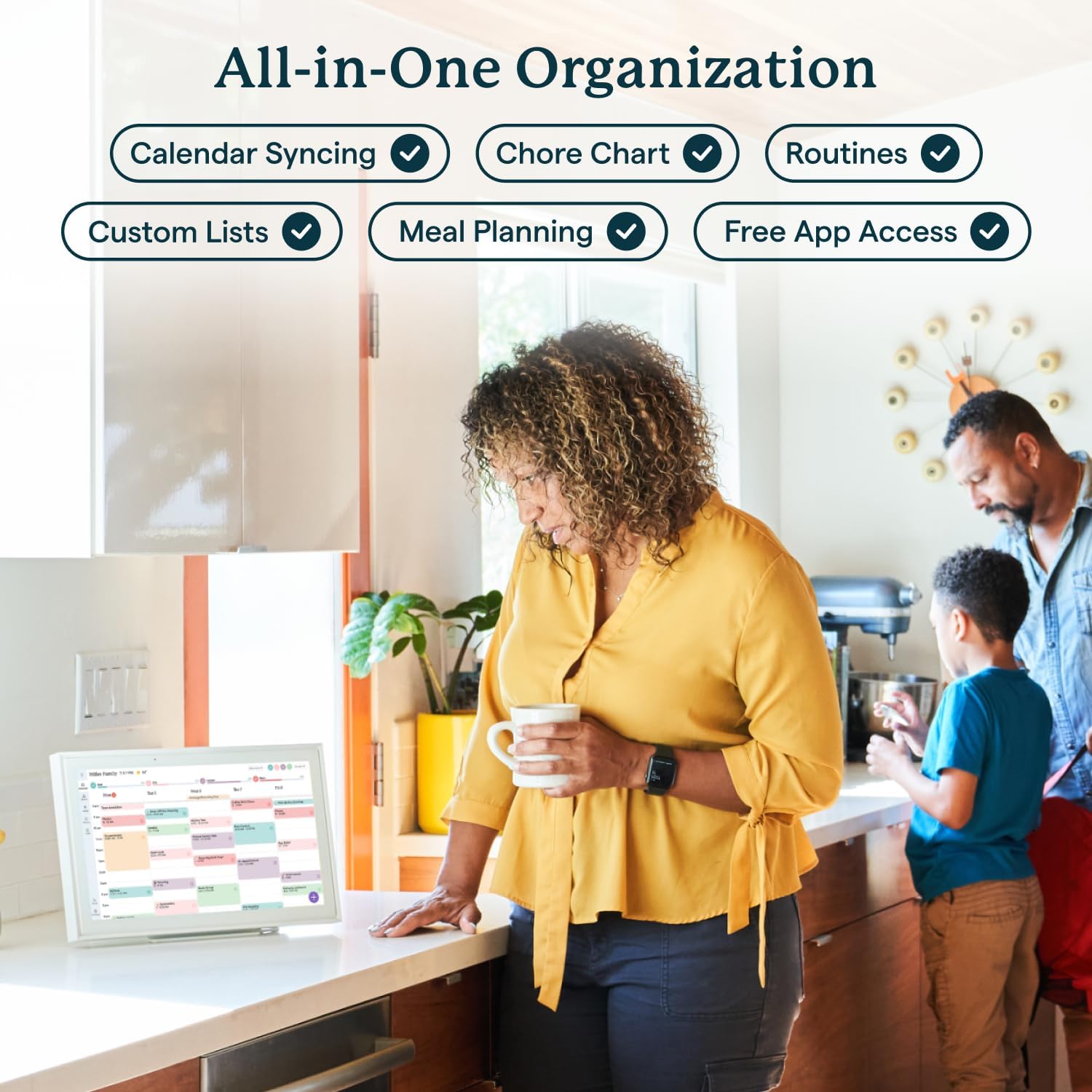 15-inch Wall Planner Digital Calendar & Chore Chart, Smart Touchscreen Interactive Display