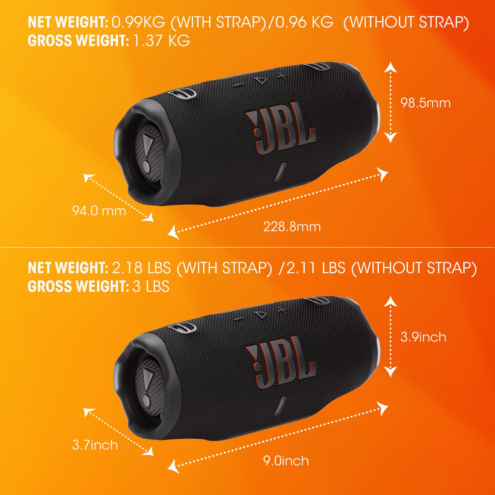 JBL Charge 6 - Waterproof & Drop-Proof Bluetooth Speaker, Bold JBL Pro Sound with AI Sound Boost, 28Hrs Playtime, Built-in powerbank & Comes with a Sturdy/Removable Carrying Strap