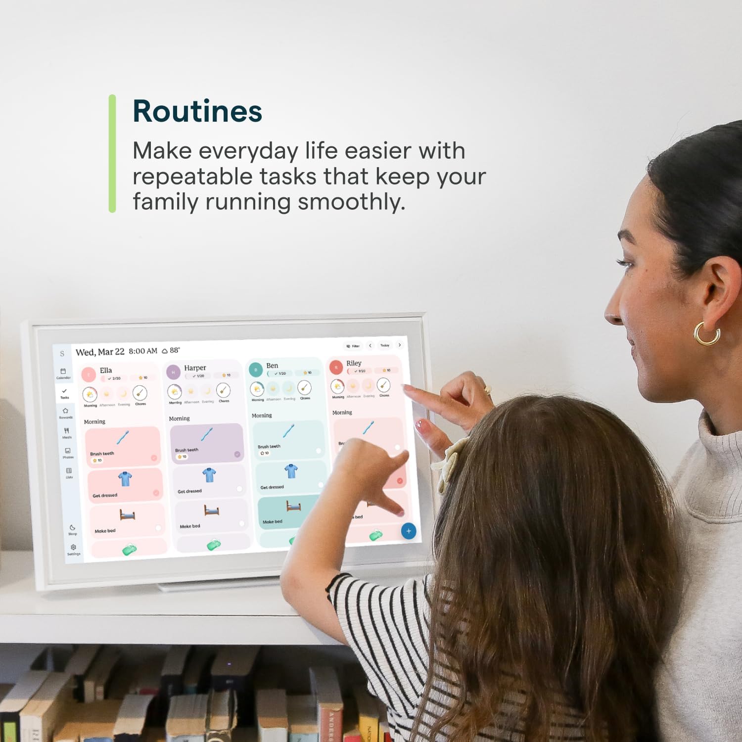 15-inch Wall Planner Digital Calendar & Chore Chart, Smart Touchscreen Interactive Display