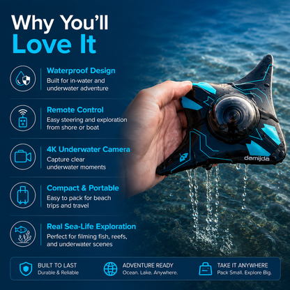 Damijda Underwater Drone – Remote-Control Ocean Explorer with 4K Camera, LED Lights & 1-Year Warranty
