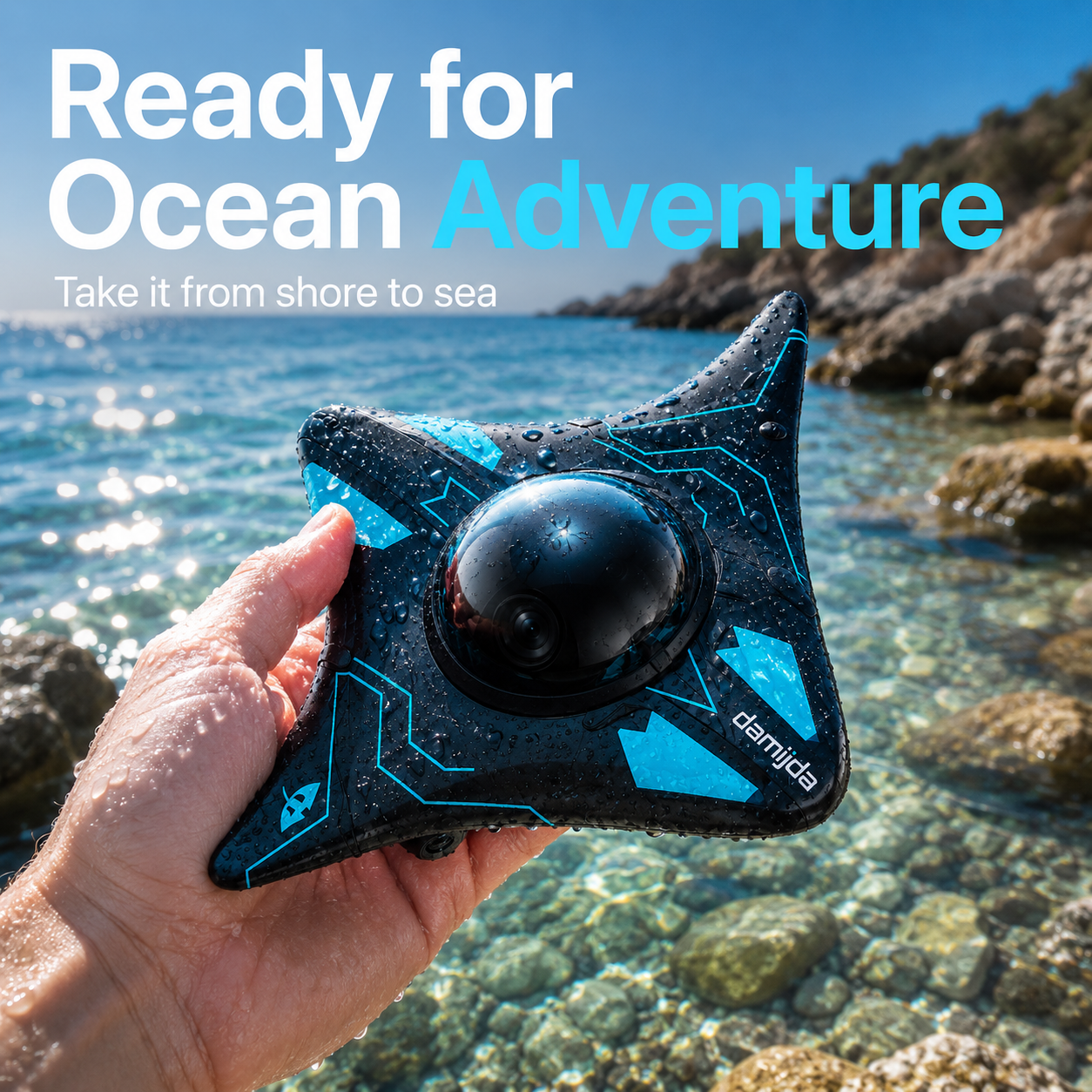 Damijda Underwater Drone – Remote-Control Ocean Explorer with 4K Camera, LED Lights & 1-Year Warranty