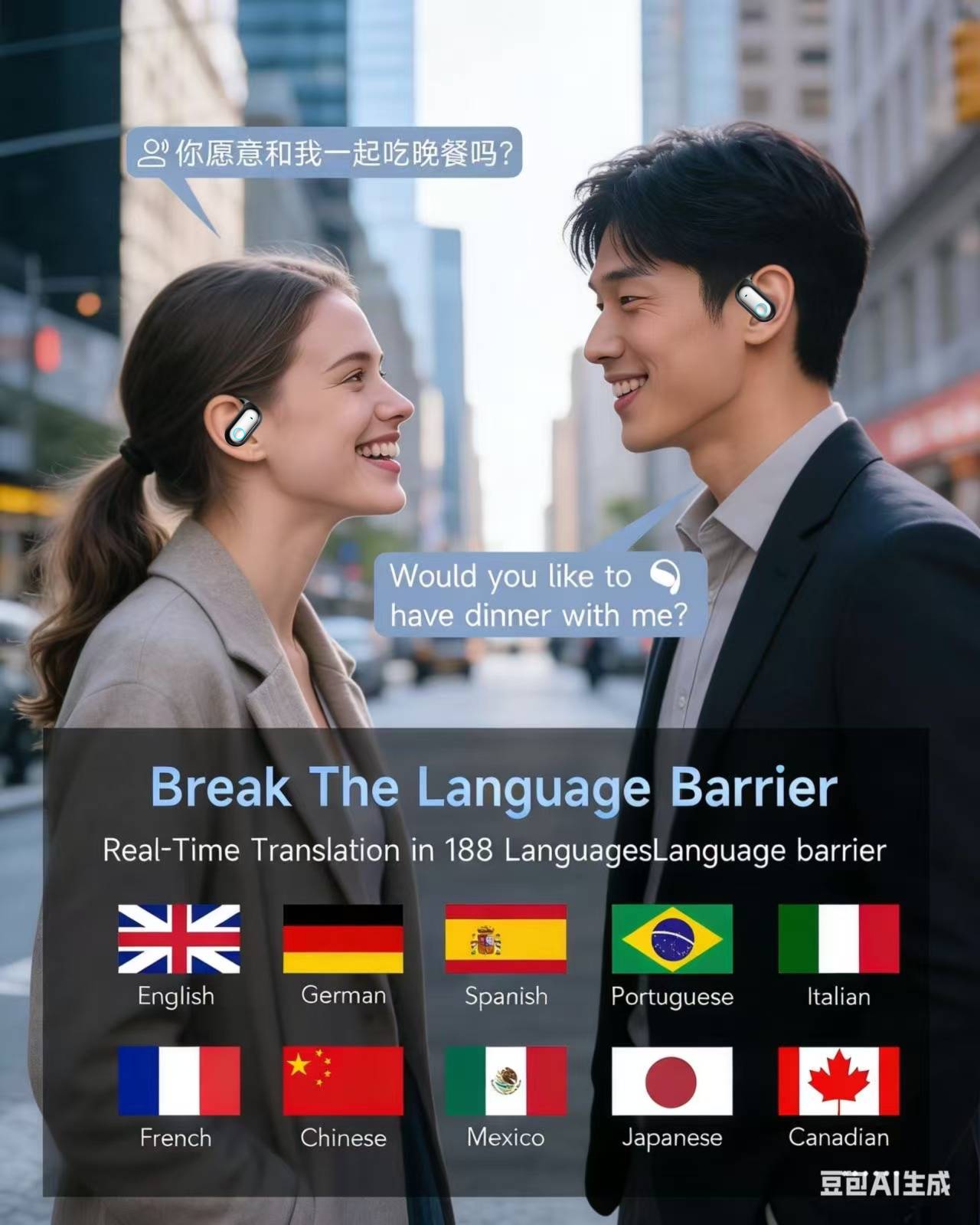Damfit Pro Ai Languages Translator Ear Buds