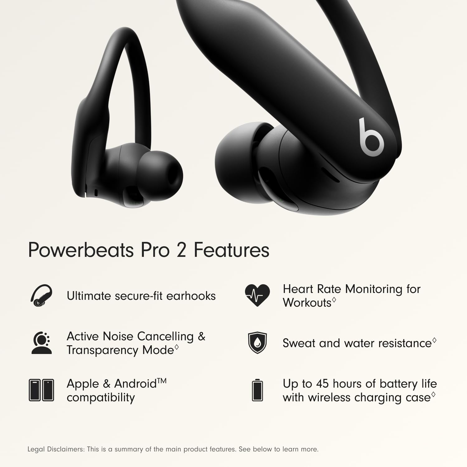 Beats Powerbeats Pro 2 - Wireless Noise Cancelling Workout Earbuds with Secure- Fit Earhooks