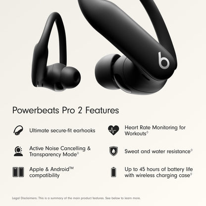 Beats Powerbeats Pro 2 - Wireless Noise Cancelling Workout Earbuds with Secure- Fit Earhooks