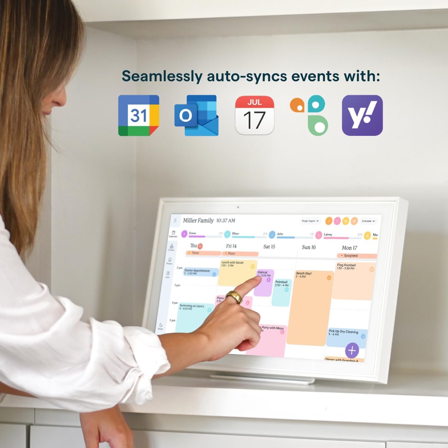 15-inch Wall Planner Digital Calendar & Chore Chart, Smart Touchscreen Interactive Display